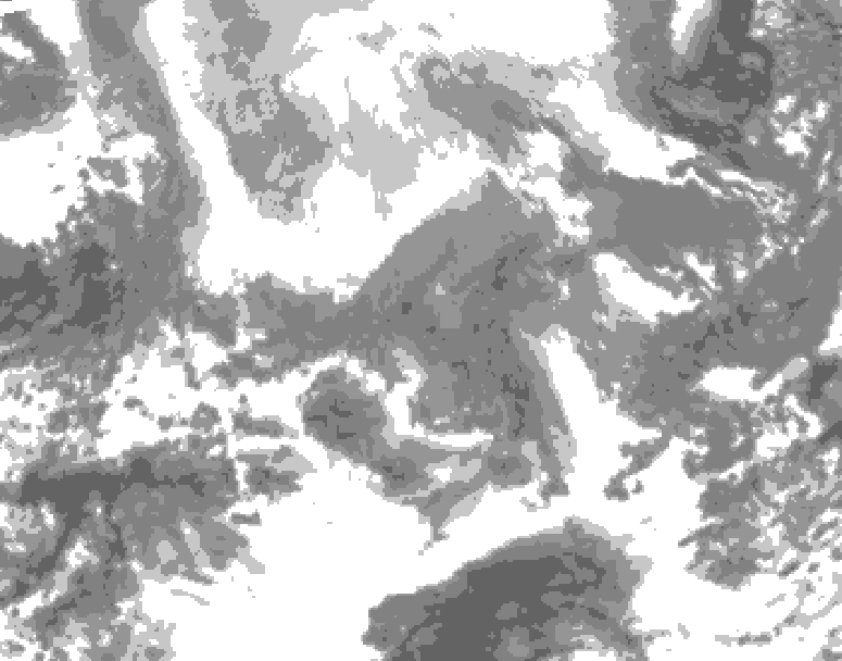 GDPS total cloud 006 hour forecast chart for Canada based on 2026/02/15 0000Z data