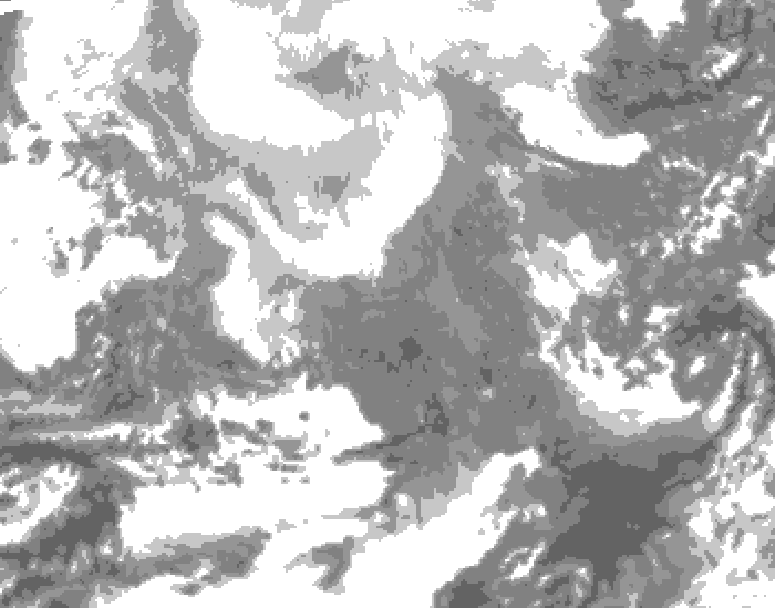 GDPS total cloud 030 hour forecast chart for Canada based on 2026/02/15 0000Z data