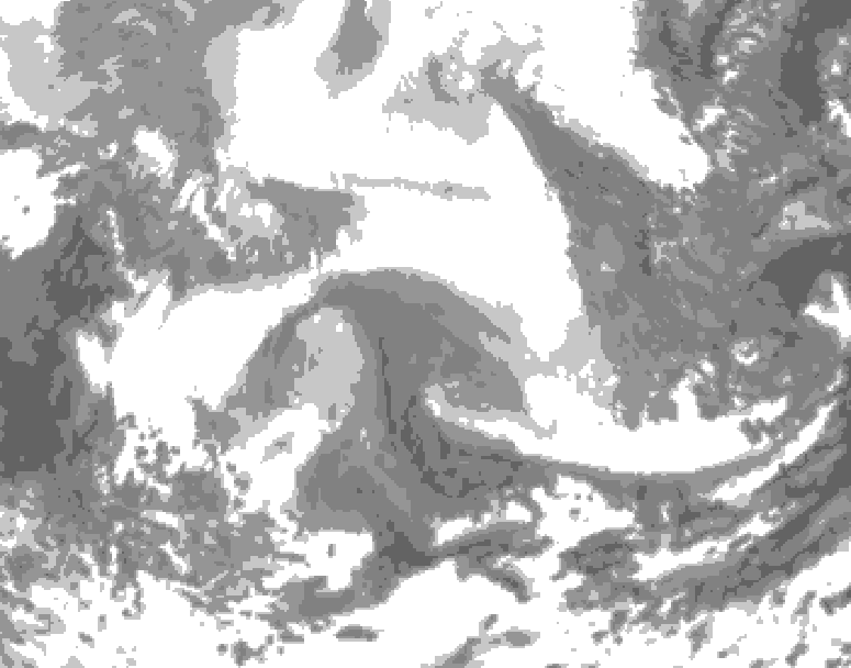 GDPS total cloud 120 hour forecast chart for Canada based on 2026/02/15 0000Z data