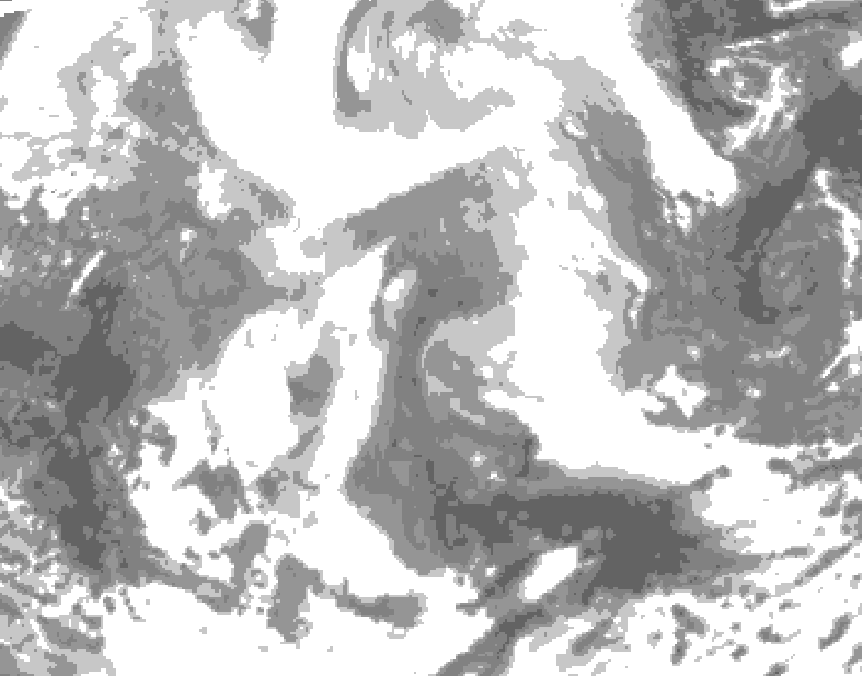GDPS total cloud 138 hour forecast chart for Canada based on 2026/02/15 0000Z data