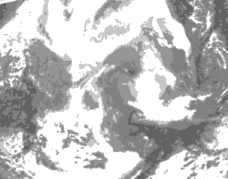 GDPS total cloud 150 hour forecast chart for Canada based on 2026/02/15 0000Z data