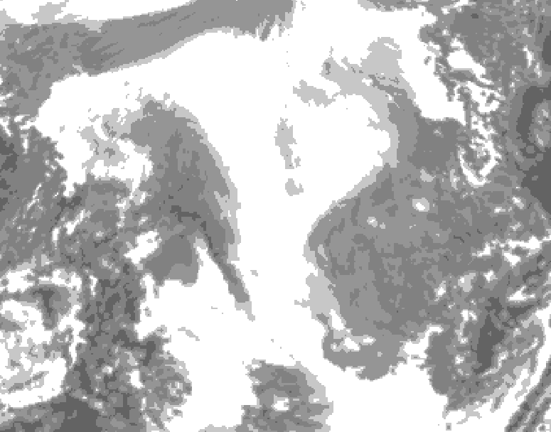 GDPS total cloud 222 hour forecast chart for Canada based on 2026/02/15 0000Z data