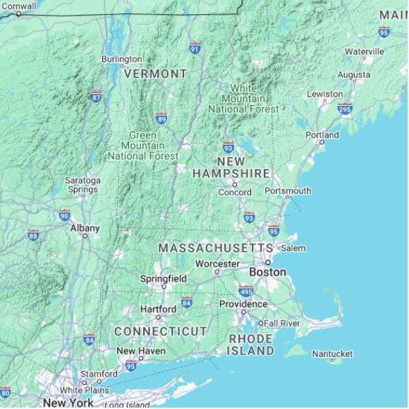 basemap 480 by 480 kilometres with centre at 43.0N 72.0W