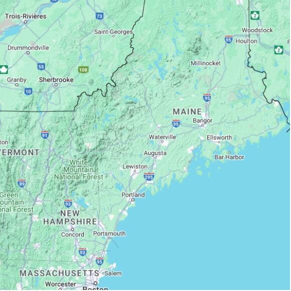 basemap 480 by 480 kilometres with centre at 44.5N 70.0W