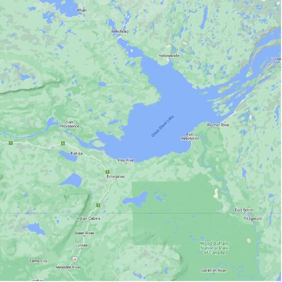 basemap 480 by 480 kms centered on station 45141 at GREAT SLAVE LAKE XX