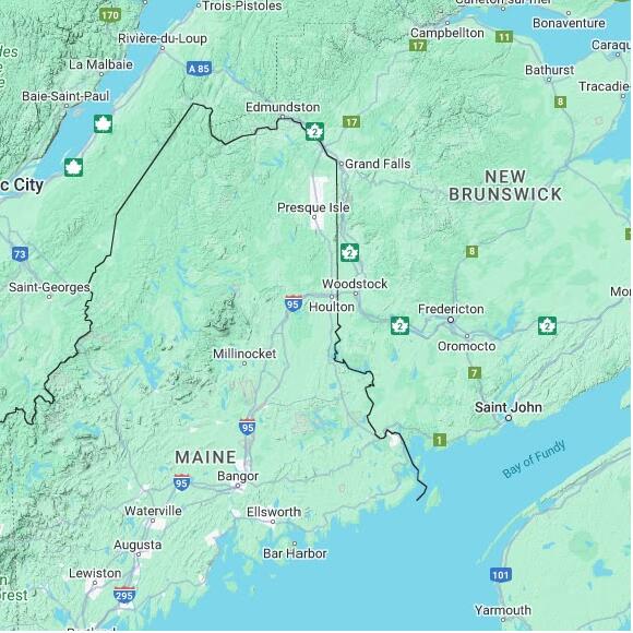 basemap 480 by 480 kilometres with centre at 46.0N 68.0W