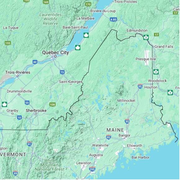 basemap 480 by 480 kilometres with centre at 46.0N 70.0W