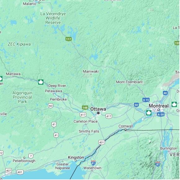 basemap 480 by 480 kilometres with centre at 46.0N 76.0W