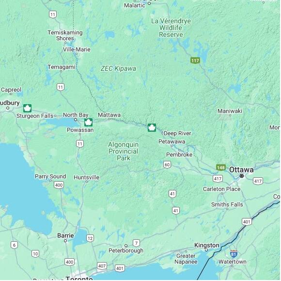 basemap 480 by 480 kilometres with centre at 46.0N 78.0W