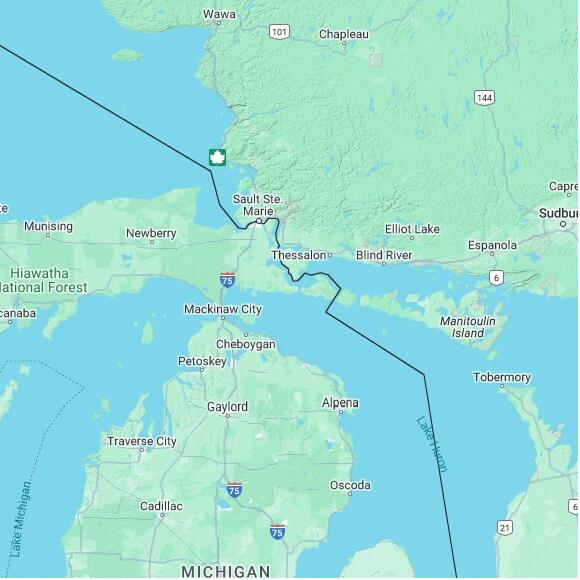 basemap 480 by 480 kilometres with centre at 46.0N 84.0W