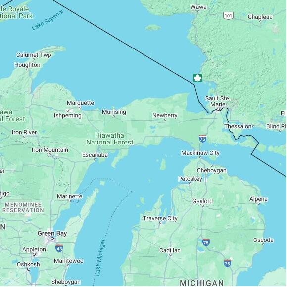 basemap 480 by 480 kilometres with centre at 46.0N 86.0W