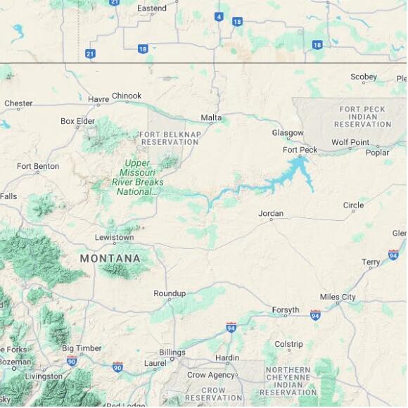 basemap 480 by 480 kilometres with centre at 47.5N 108.0W