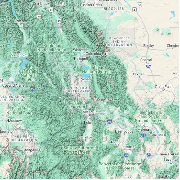 basemap 480 by 480 kilometres with centre at 47.5N 114.0W