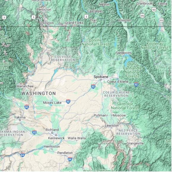basemap 480 by 480 kilometres with centre at 47.5N 118.0W