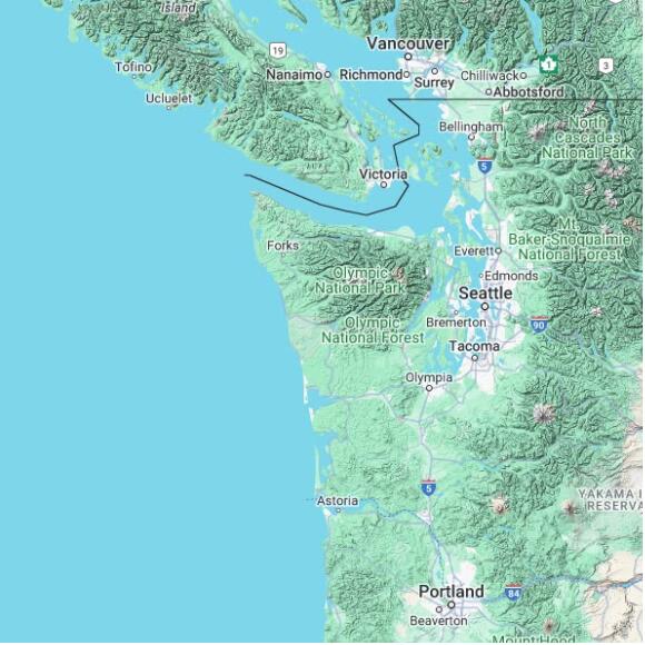 basemap 480 by 480 kilometres with centre at 47.5N 124.0W
