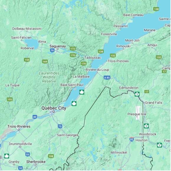 basemap 480 by 480 kilometres with centre at 47.5N 70.0W
