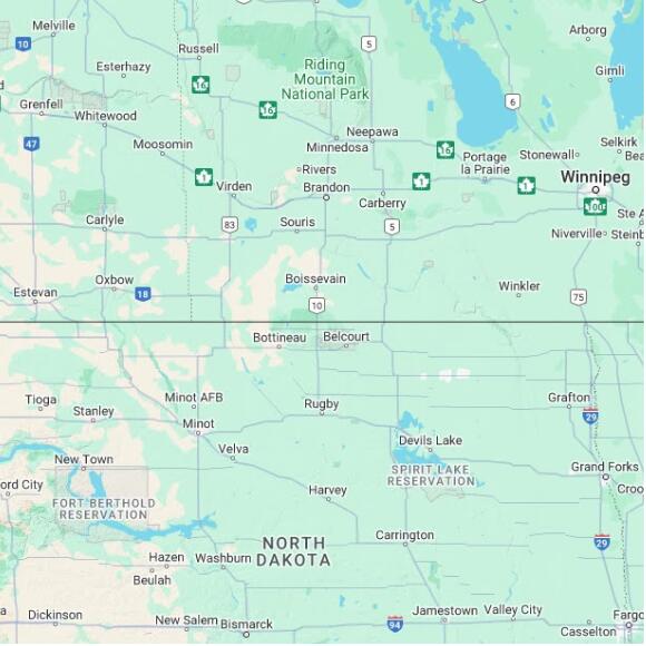 basemap 480 by 480 kilometres with centre at 49.0N 100.0W