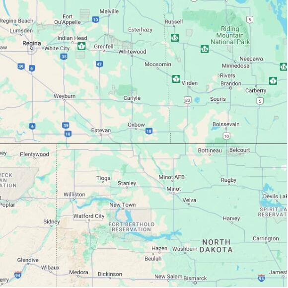 basemap 480 by 480 kilometres with centre at 49.0N 102.0W