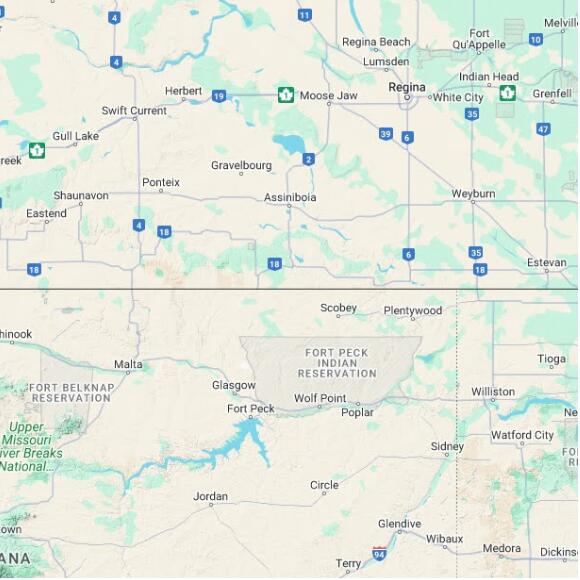 basemap 480 by 480 kilometres with centre at 49.0N 106.0W
