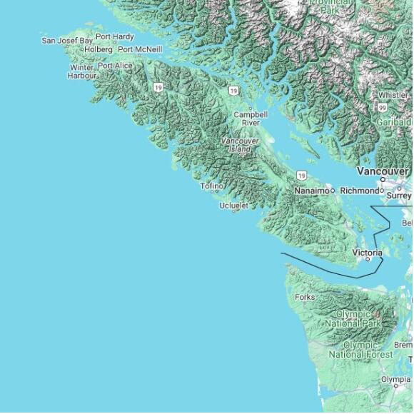 basemap 480 by 480 kilometres with centre at 49.0N 126.0W