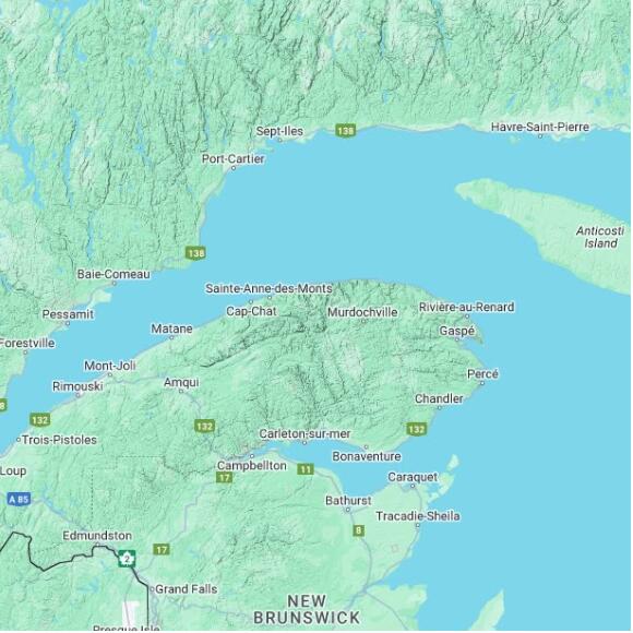 basemap 480 by 480 kilometres with centre at 49.0N 66.0W