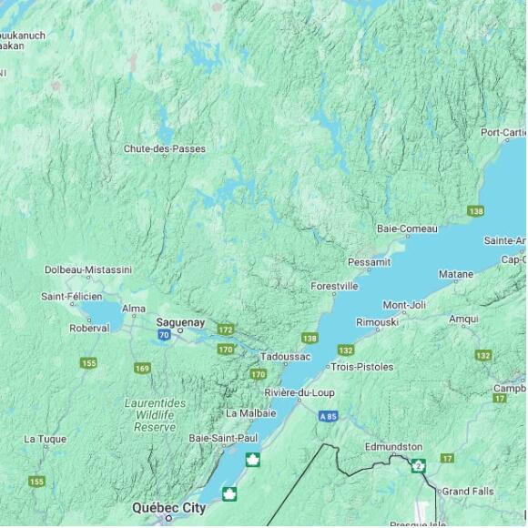 basemap 480 by 480 kilometres with centre at 49.0N 70.0W