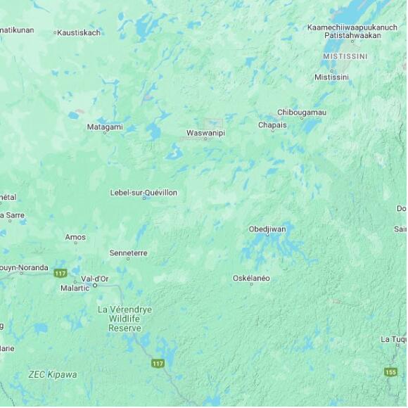 basemap 480 by 480 kilometres with centre at 49.0N 76.0W