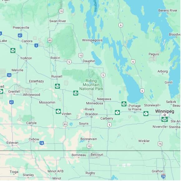basemap 480 by 480 kilometres with centre at 50.5N 100.0W