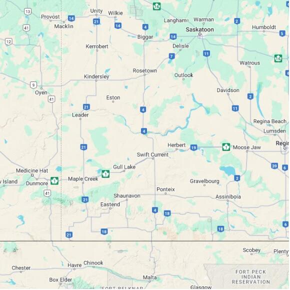 basemap 480 by 480 kilometres with centre at 50.5N 108.0W