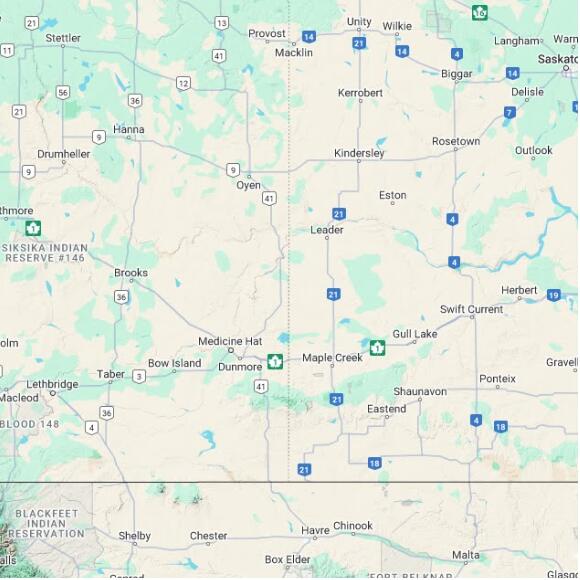 basemap 480 by 480 kilometres with centre at 50.5N 110.0W
