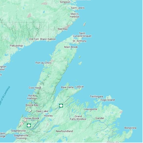 basemap 480 by 480 kilometres with centre at 50.5N 56.0W