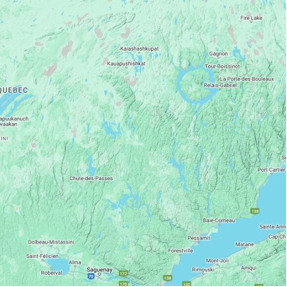 basemap 480 by 480 kilometres with centre at 50.5N 70.0W
