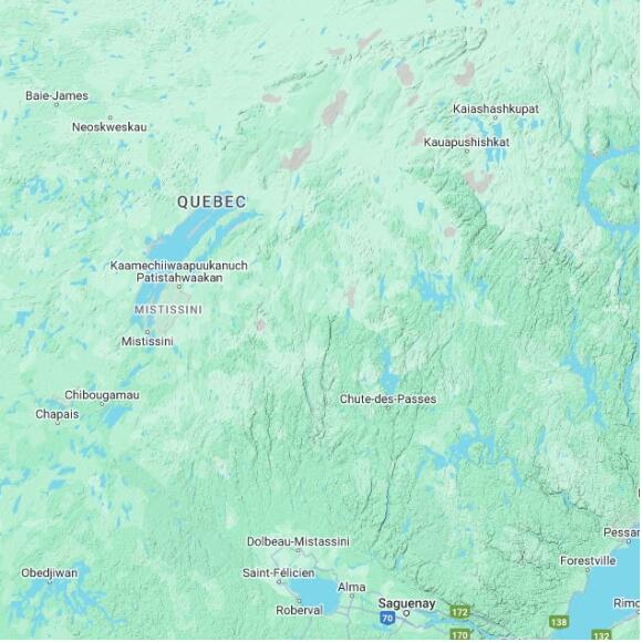 basemap 480 by 480 kilometres with centre at 50.5N 72.0W