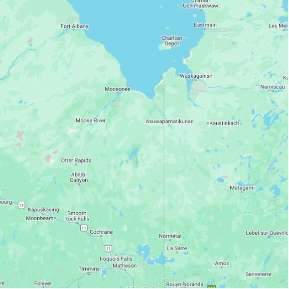 basemap 480 by 480 kilometres with centre at 50.5N 80.0W