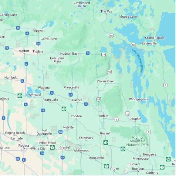 basemap 480 by 480 kilometres with centre at 52.0N 102.0W