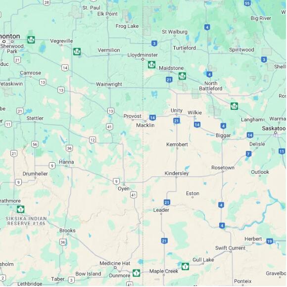 basemap 480 by 480 kilometres with centre at 52.0N 110.0W