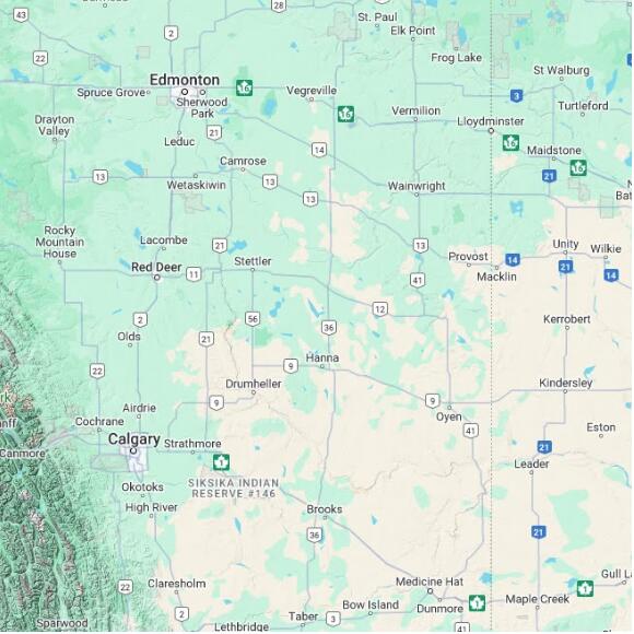 basemap 480 by 480 kilometres with centre at 52.0N 112.0W