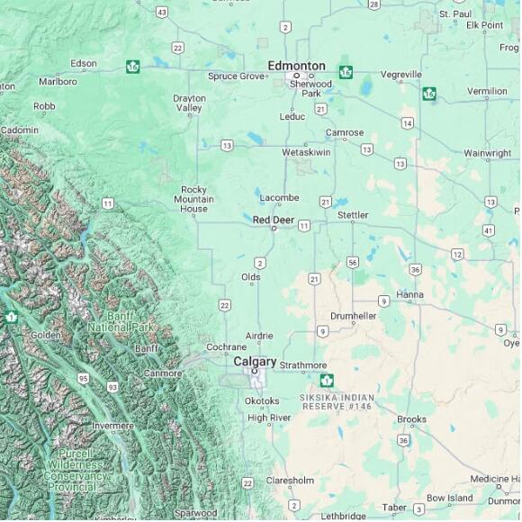 basemap 480 by 480 kilometres with centre at 52.0N 114.0W