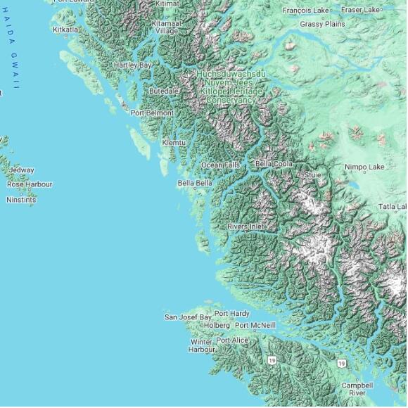 basemap 480 by 480 kilometres with centre at 52.0N 128.0W