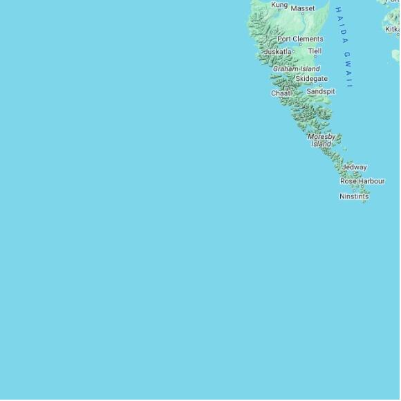 basemap 480 by 480 kilometres with centre at 52.0N 134.0W