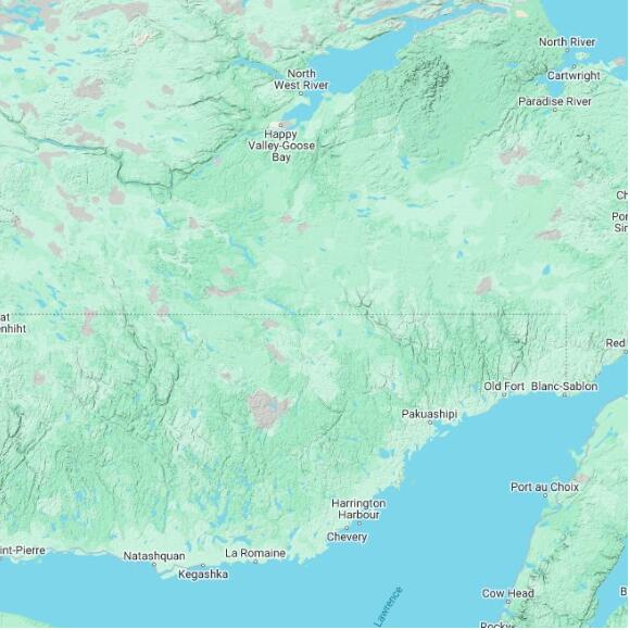 basemap 480 by 480 kilometres with centre at 52.0N 60.0W