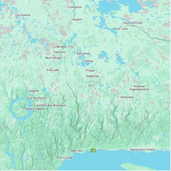 basemap 480 by 480 kilometres with centre at 52.0N 66.0W
