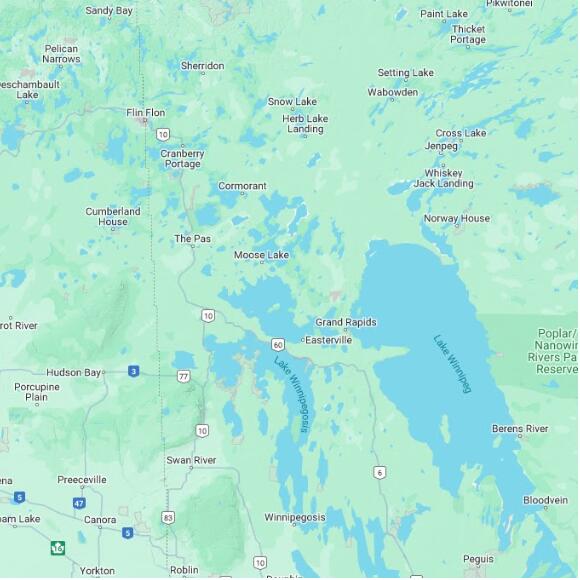 basemap 480 by 480 kilometres with centre at 53.5N 100.0W