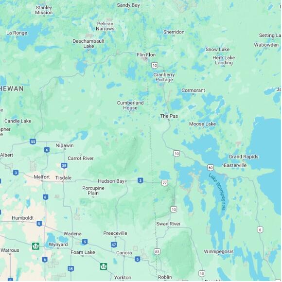 basemap 480 by 480 kilometres with centre at 53.5N 102.0W