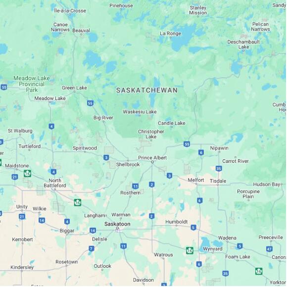 basemap 480 by 480 kilometres with centre at 53.5N 106.0W