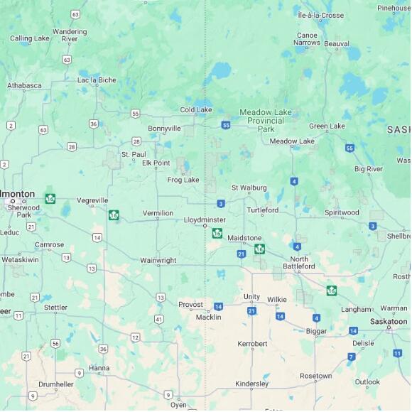 basemap 480 by 480 kilometres with centre at 53.5N 110.0W