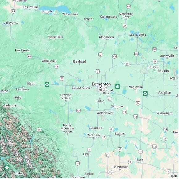 basemap 480 by 480 kilometres with centre at 53.5N 114.0W