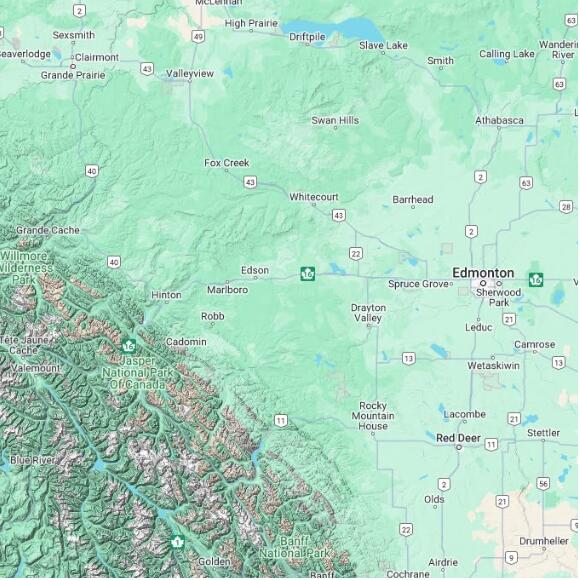 basemap 480 by 480 kilometres with centre at 53.5N 116.0W