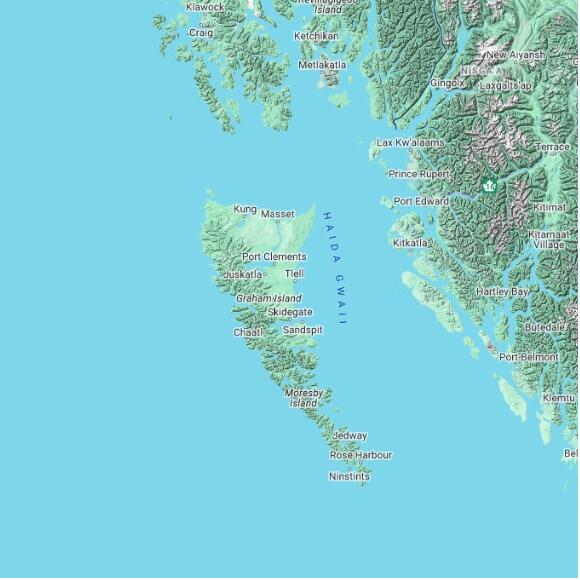 basemap 480 by 480 kilometres with centre at 53.5N 132.0W
