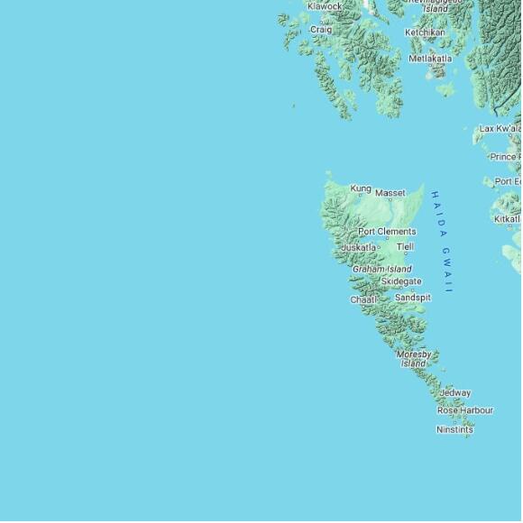 basemap 480 by 480 kilometres with centre at 53.5N 134.0W